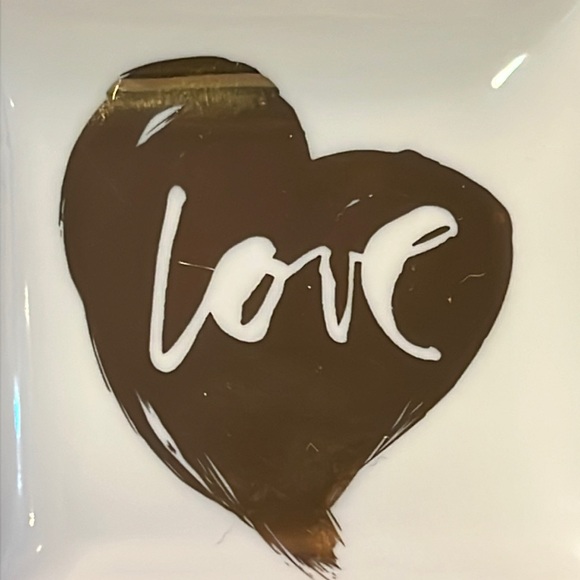 artful metallic gold heart with “Love” inside…porcelain tray in gift box-NIB - Picture 1 of 12